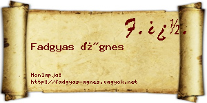 Fadgyas Ágnes névjegykártya